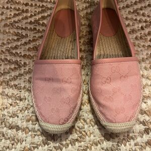 Gucci Pink Espadrille Shoes with Jute Midsole
